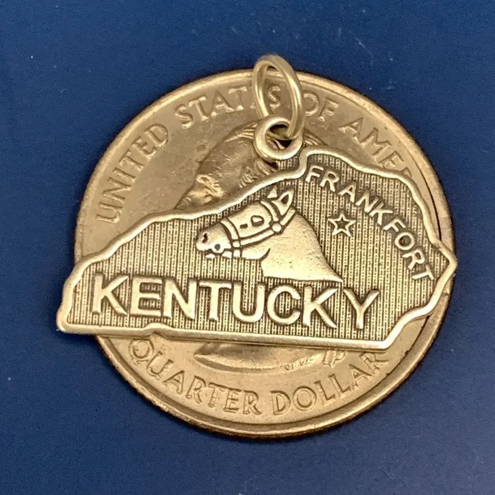 .925 Kentucky State Sterling Silver Jewelry Charm #horse #Blue Grass #bourbon